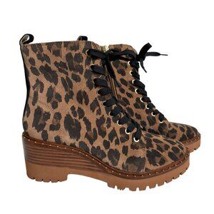 NWOT Vince Camuto Debsen Lug Sole Leopard Print Lace-Up Boots Size 7 1/2